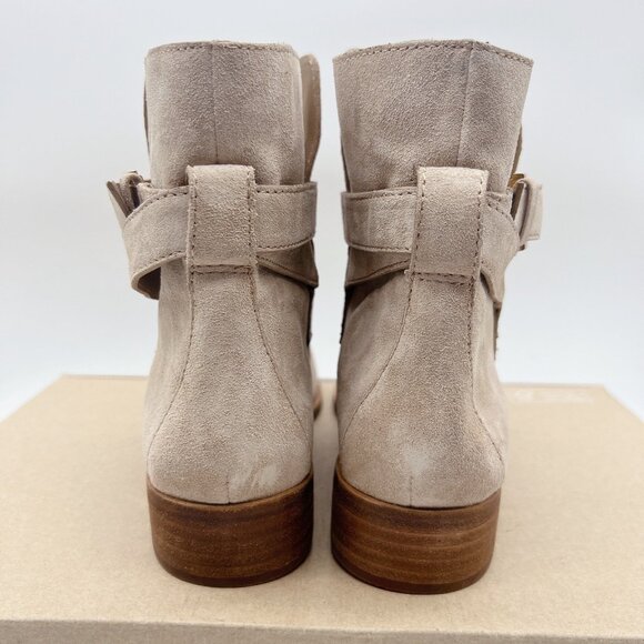 Tory Burch Brooke Harness Moto Riding Ankle Boots Booties Beige Suede US 7 - Picture 7 of 12